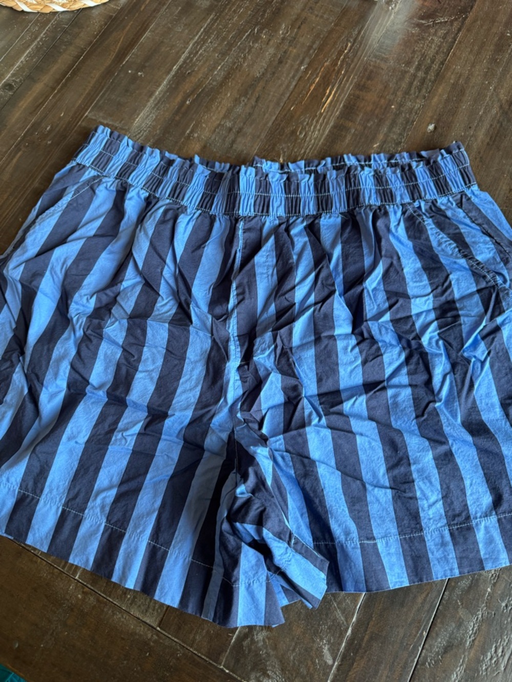 aerie Blue Striped Elastic Waist Shorts